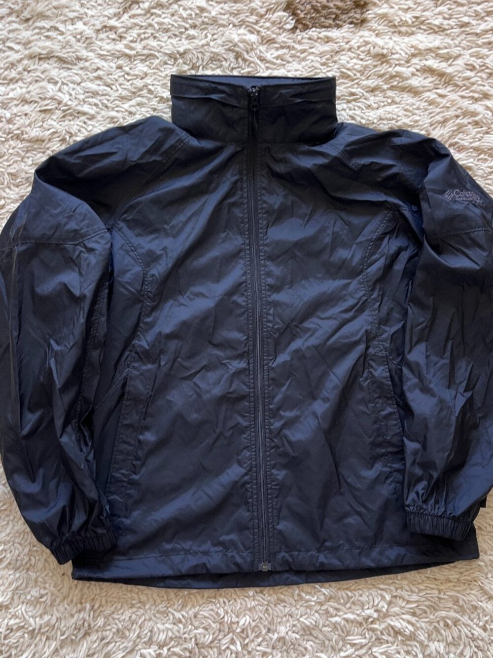Columbia Sportswear Women's Black Full Zip Packable Rain Jacket Hooded Size M